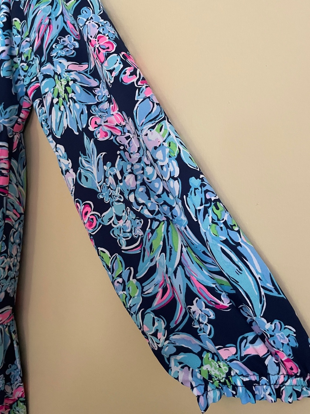 Lilly Pulitzer Winona Dress Large High Tide Navy Pineapple Paradise Long Sleeves - Picture 7 of 10